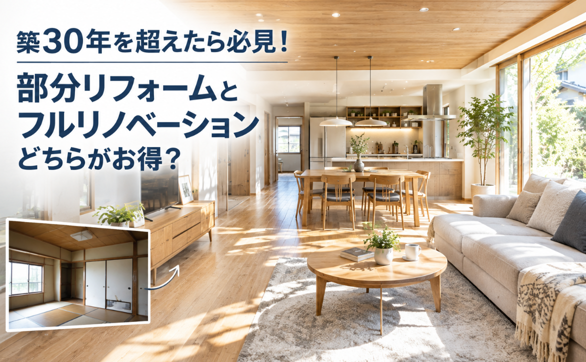 築30年を超えたら必見！部分リフォームとフルリノベーションどちらがお得？【費用・判断基準を徹底比較】